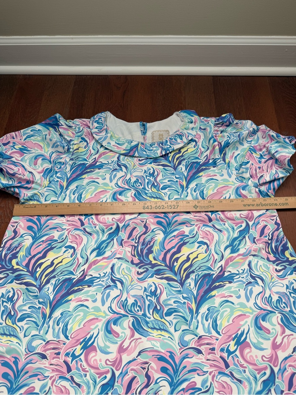 Simply Southern Abstract Swirl Puff Sleeve Ruffle Top XL - Picture 9 of 10